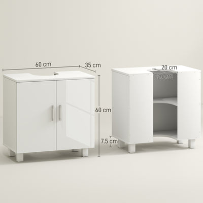 HOMCOM Bathroom Under Sink Cabinet for Basin without or with Pedestal - High Gloss White 
