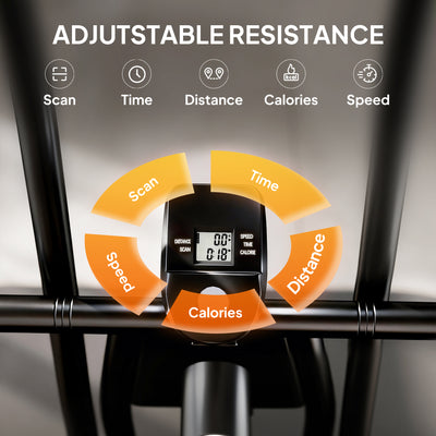 SPORTNOW Exercise Bike with Adjustable Seat, LCD Display for Home Gym 