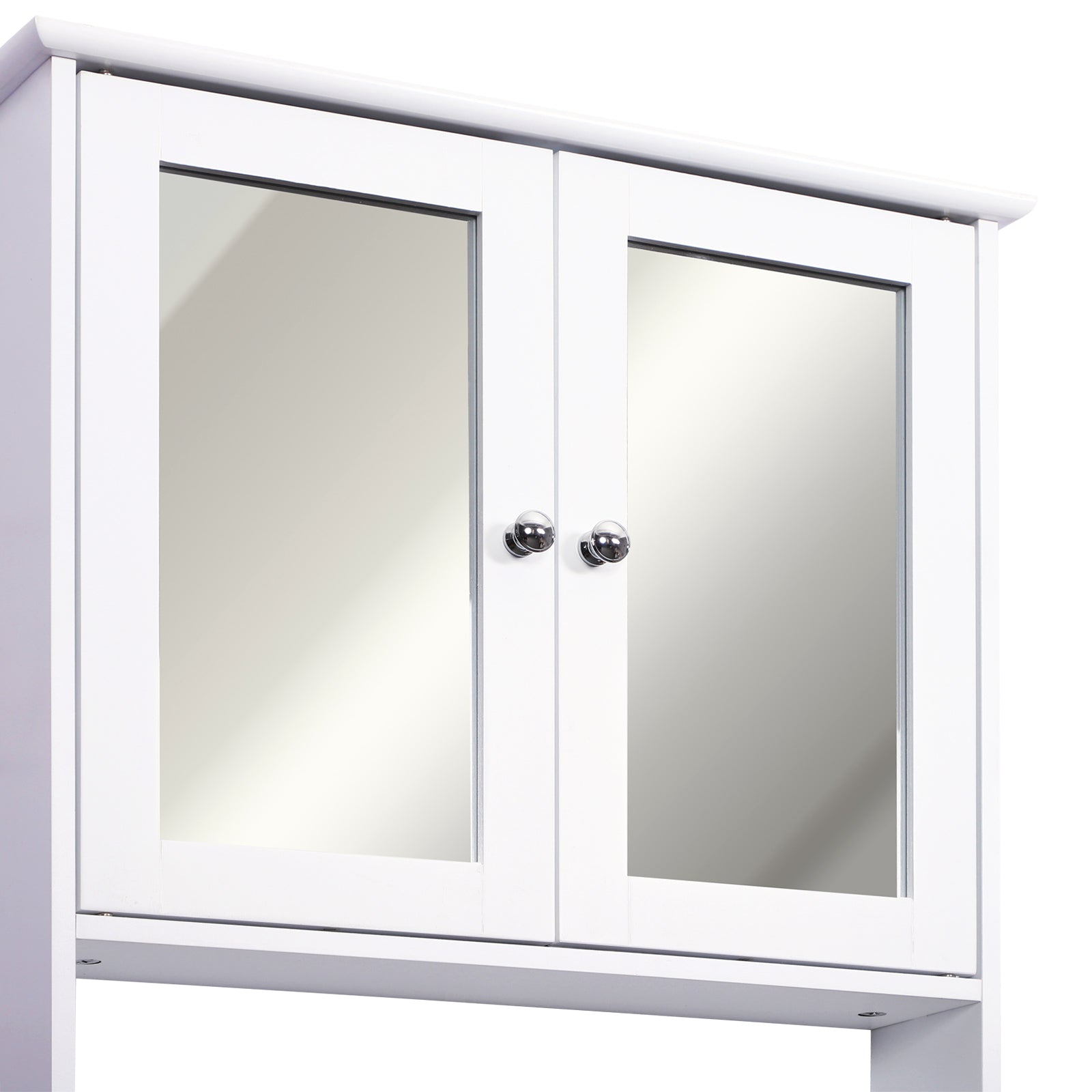 kleankin Wall-mounted Bathroom Cabinet Mirror Door Organiser Storage Shelves Living Room White 