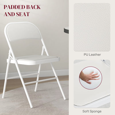 HOMCOM Set of Two Cushioned Steel Folding Chairs - White 