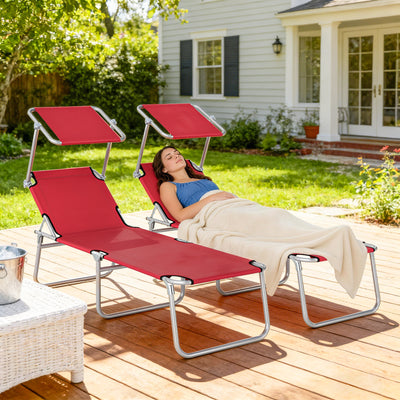 Outsunny Outdoor Foldable Sun Lounger Set of 2, 4 Level Adjustable Backrest Reclining Sun Lounger Chair with Angle 