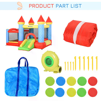 Outsunny Kids Bounce Castle Inflatable Trampoline Slide Pool Basket for Kids Age 3-10, 3 x 2.75 x 2.1m 