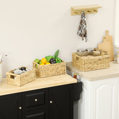 HOMCOM Set of Three Water Hyacinth Storage Baskets