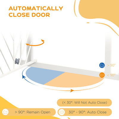 PawHut Pressure Fit Stair Gate, Dog Gate, with Auto Closing Door, Double Locking, Easy Installation, Openings 74-80cm - White 