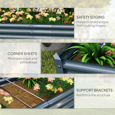 Outsunny 180 x 90cm Galvanised Steel Open Planter - Silver 