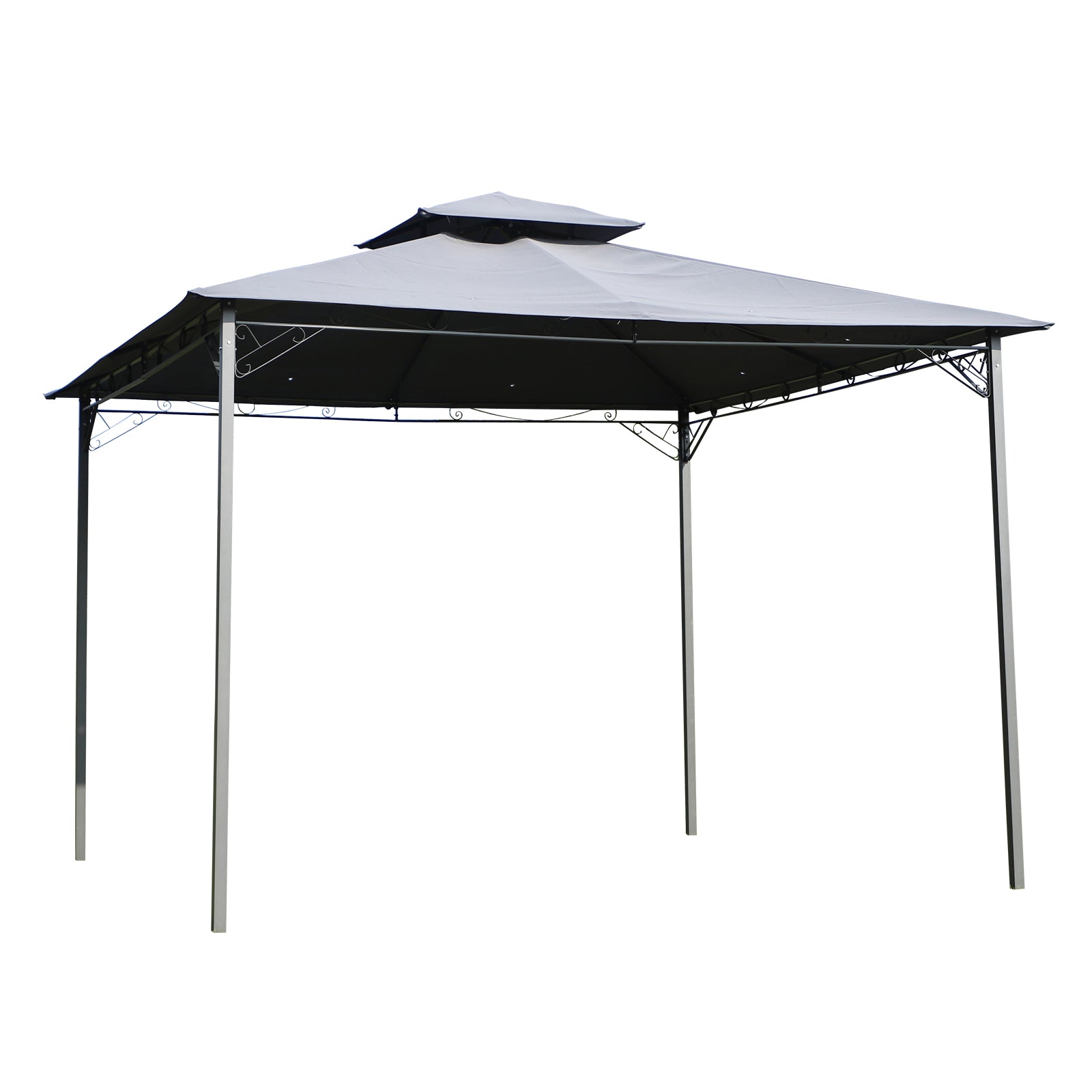 Outsunny 3x3(m) Outdoor Patio Gazebo Steel Canopy Tent Pavilion 2-Tier Roof Top Garden Sunshade Grey 