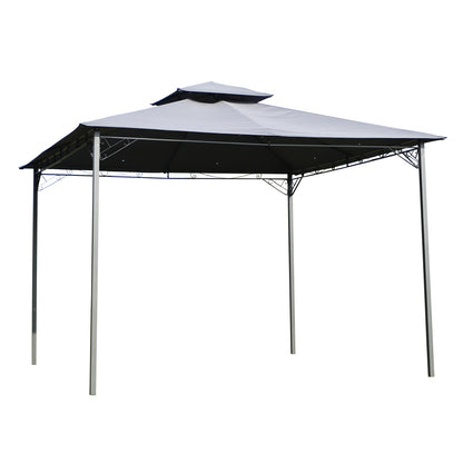 Outsunny 3x3(m) Outdoor Patio Gazebo Steel Canopy Tent Pavilion 2-Tier Roof Top Garden Sunshade Grey 