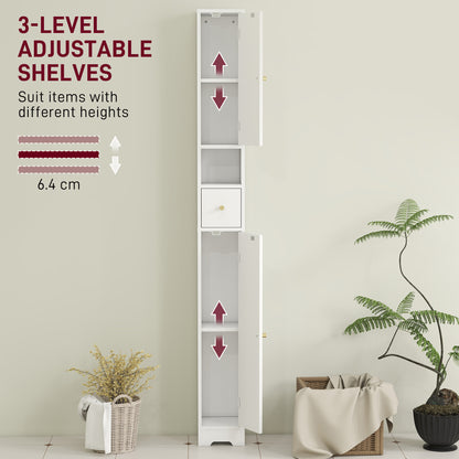 HOMCOM 185 cm Tall Bathroom Cabinet with Arched Doors - White