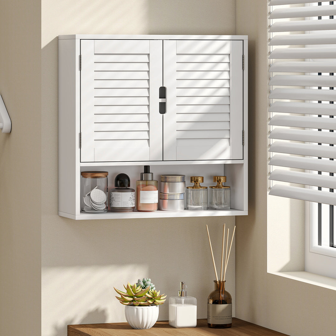 HOMCOM Bathroom Cabinet, Wall Mounted Storage Cabinet with Adjustable Shelves, 60 x 20 x 60 cm, White 