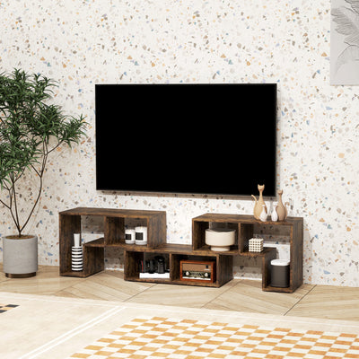 HOMCOM TV Stand for TVs up to 75 Inches, Free Combination TV Unit with Storage Shelves, Extendable Entertainment Centre for Living Room, Rustic Brown 
