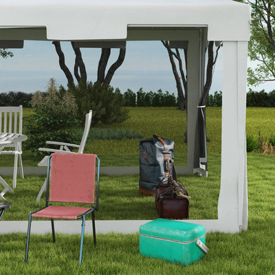 Outsunny 4 x 3 m Party Tent Wedding Gazebo Outdoor Waterproof PE Canopy Shade with Panel 