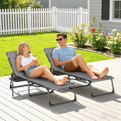 Outsunny Five-Position Reclining Sun Loungers Set of 2 - Grey 