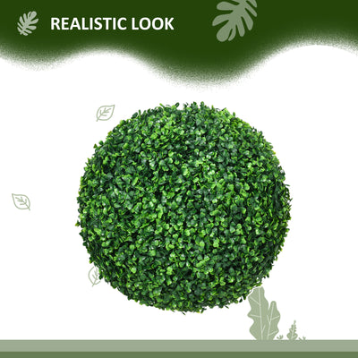 HOMCOM Set of Two Artificial Boxwood Balls Plants - Green 