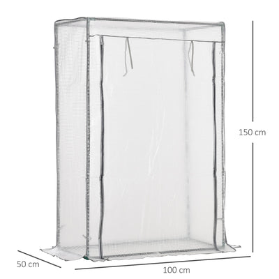 Outsunny 100 x 50 x 150cm Tomato Greenhouse with Roll-up Door, Mini Greenhouse with PE Cover, Outdoor Grow House Small Green House for Yard, Balcony, Garden, White 