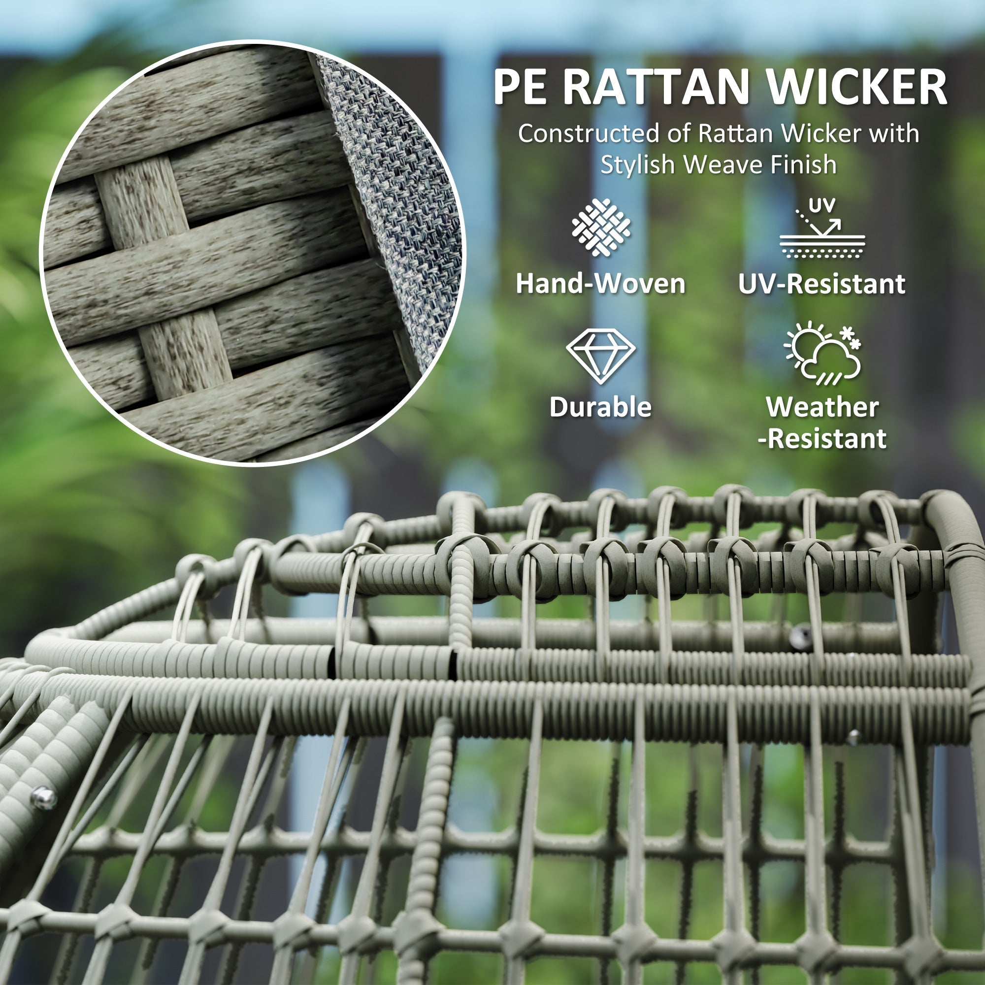 Outsunny Rattan Egg Chair with Cushions and Pillows, Charcoal Grey 