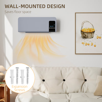 HOMCOM 2000W Wall Mounted Heater, 18-45°C Temperature, Grey 