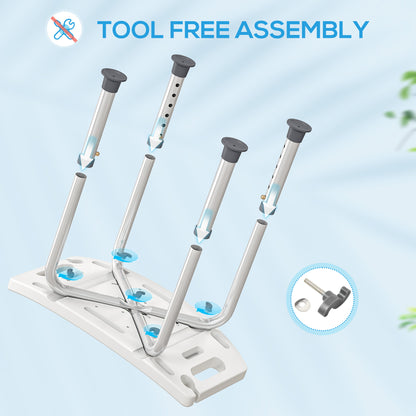 HOMCOM 6-Level Height Adjustable Aluminium Bath Room Stool Chair Shower Non-Slip Design w/ Padded Seat Drainage Holes Foot Pad, Grey