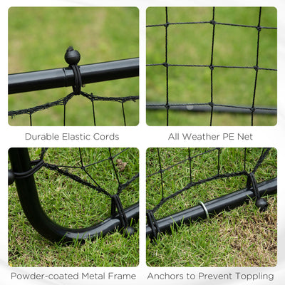 HOMCOM Rebounder Net, Practise Kickback Goal, for Teens, Adults Training - Black 