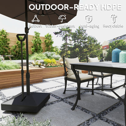 Outsunny Garden Parasol Base with Adjustable Wheels and Handle, Garden Sun Umbrella Base Parasol Stand, Filled Up to 55kg with Stand, 45kg with Water for Garden Poolside, Black