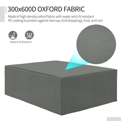 Outsunny 600D Oxford Outdoor Garden Furniture Sofa Set Cover, Waterproof Anti-UV Rattan Sun Lounger Protection Protector Cover, 275L x 205W x 90Hcm, Grey 