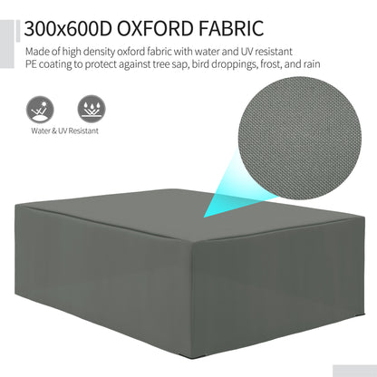 Outsunny 600D Oxford Outdoor Garden Furniture Sofa Set Cover, Waterproof Anti-UV Rattan Sun Lounger Protection Protector Cover, 275L x 205W x 90Hcm, Grey 