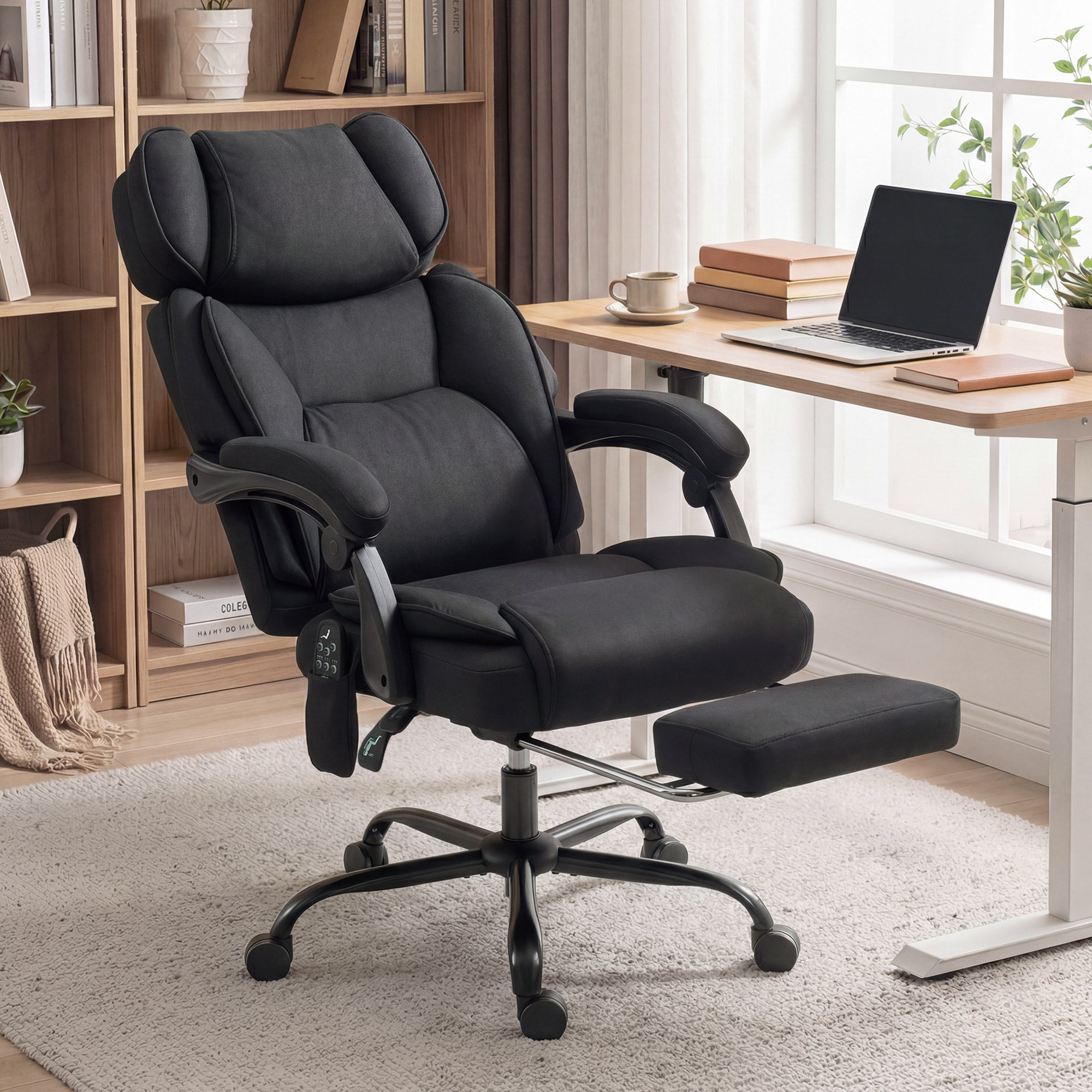 HOMCOM High Back Vibration Massage Office Chair Heated Reclining Computer Chair w/ Adjustable Height, Swivel Wheels, Black 