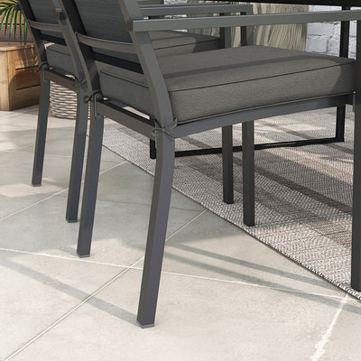 Outsunny 4-Piece Seat Cushions Pillow Replacement, Patio Chair Cushions Set with Ties for Indoor Outdoor, Charcoal Grey 