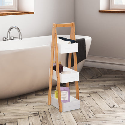 HOMCOM 3 Tier Bathroom Shower Caddy Freestanding Rack Storage Unit Shelf Organiser 