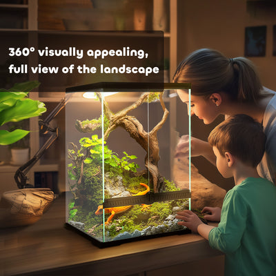 PawHut 40L Vivarium for Lizards, Frogs, Snakes, Turtles, Tortoises w/ Anti-Escape Design, Ventilation 