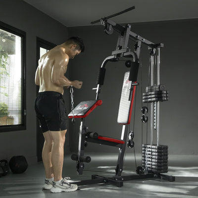 HOMCOM Multigym Station, with 66KG Weight Stack, for Strength Training, Black 