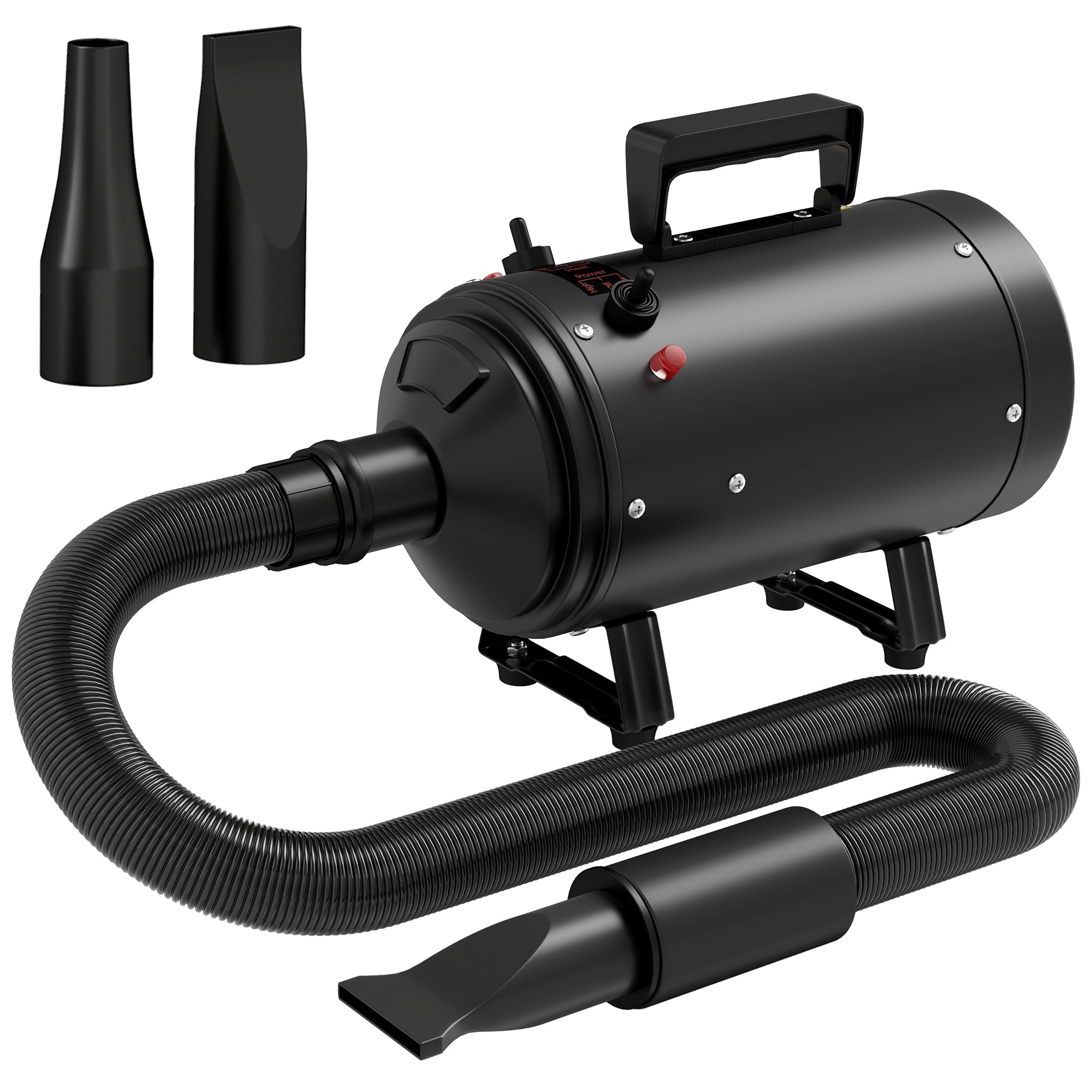 PawHut 2200W Dog Hair Dryer with Adjustable Temperature & Velocity, 3 Different Nozzles, Black 