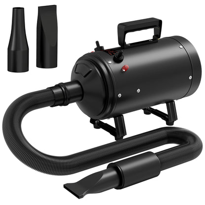 PawHut 2200W Dog Hair Dryer with Adjustable Temperature & Velocity, 3 Different Nozzles, Black 