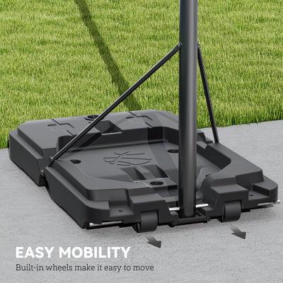 SPORTNOW Basketball Hoop Outdoor, Basketball Hoop and Stand with 10-Level Adjustable Height, Weighted Base, Portable on Wheels, 2.3-3.05m, for Teens, Juniors, Adults 