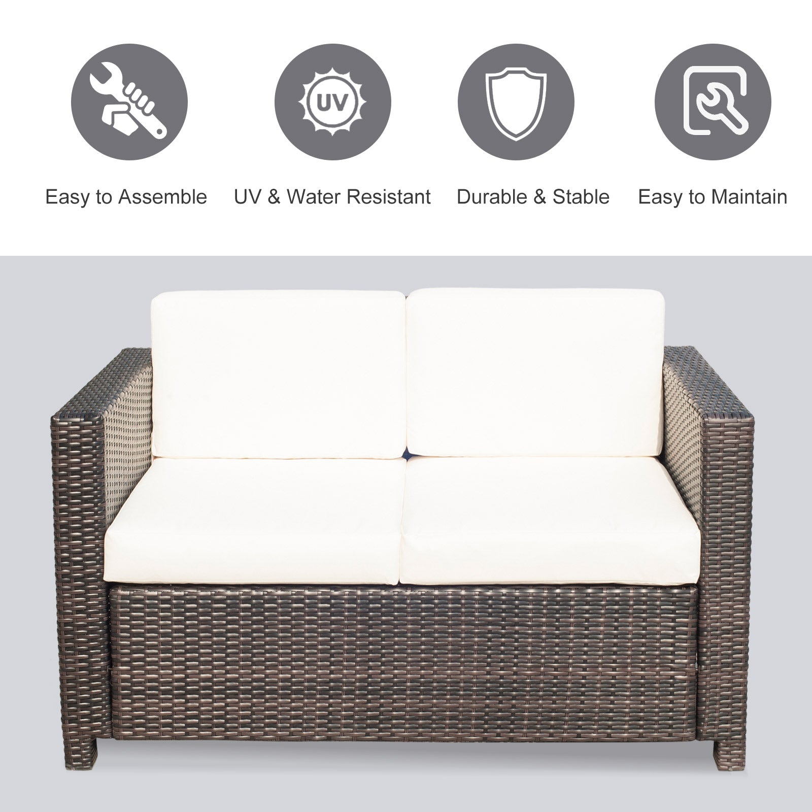 Outsunny Two-Seater Rattan Sofa - Brown 