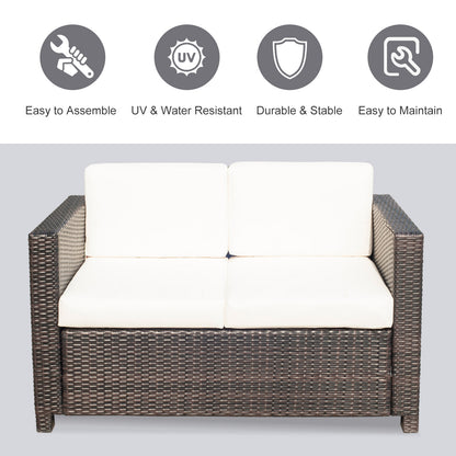 Outsunny Two-Seater Rattan Sofa - Brown 
