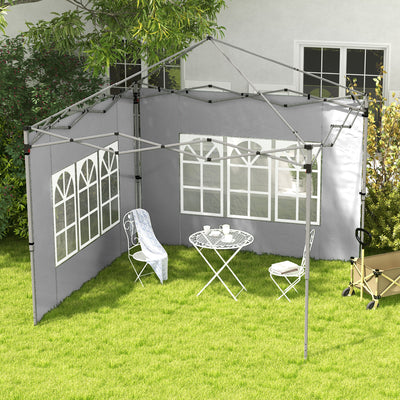 Outsunny Gazebo Side Panels, Sides Replacement with Window for 3x3(m) or 3x4m Pop Up Gazebo, 2 Pack, Grey 