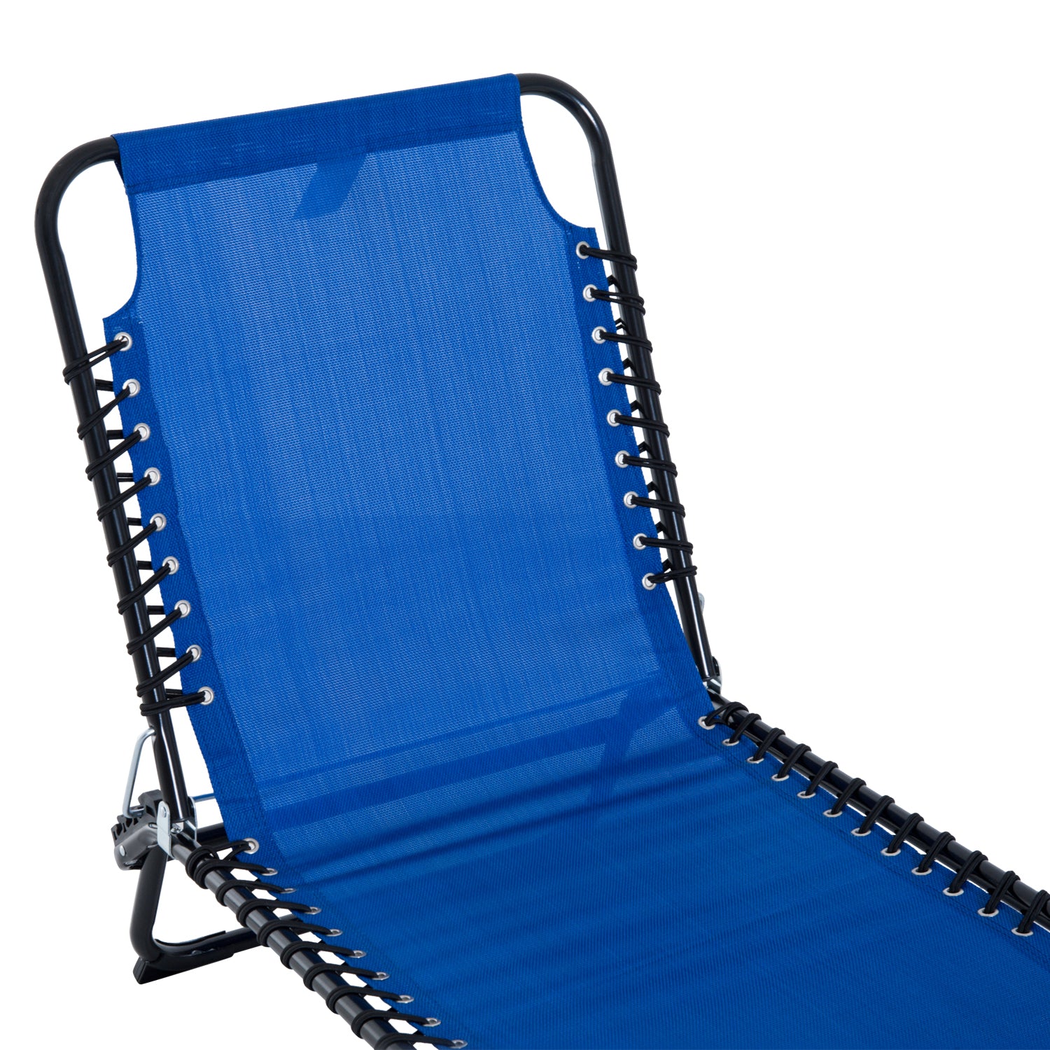 Outsunny Foldable Sun Lounger, Outdoor 4 Level Adjustable Backrest Reclining Chaise Chair, Steel Frame Recliner Chair for Camping, Hiking, Navy Blue 