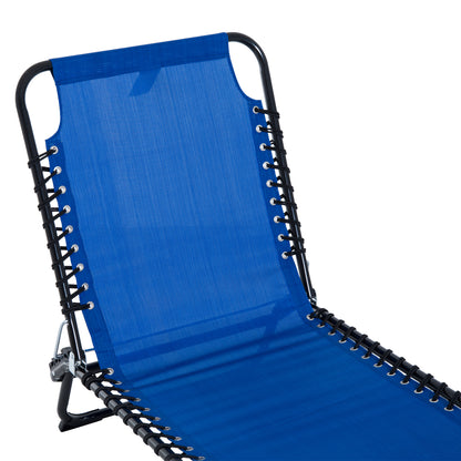 Outsunny Foldable Sun Lounger, Outdoor 4 Level Adjustable Backrest Reclining Chaise Chair, Steel Frame Recliner Chair for Camping, Hiking, Navy Blue 