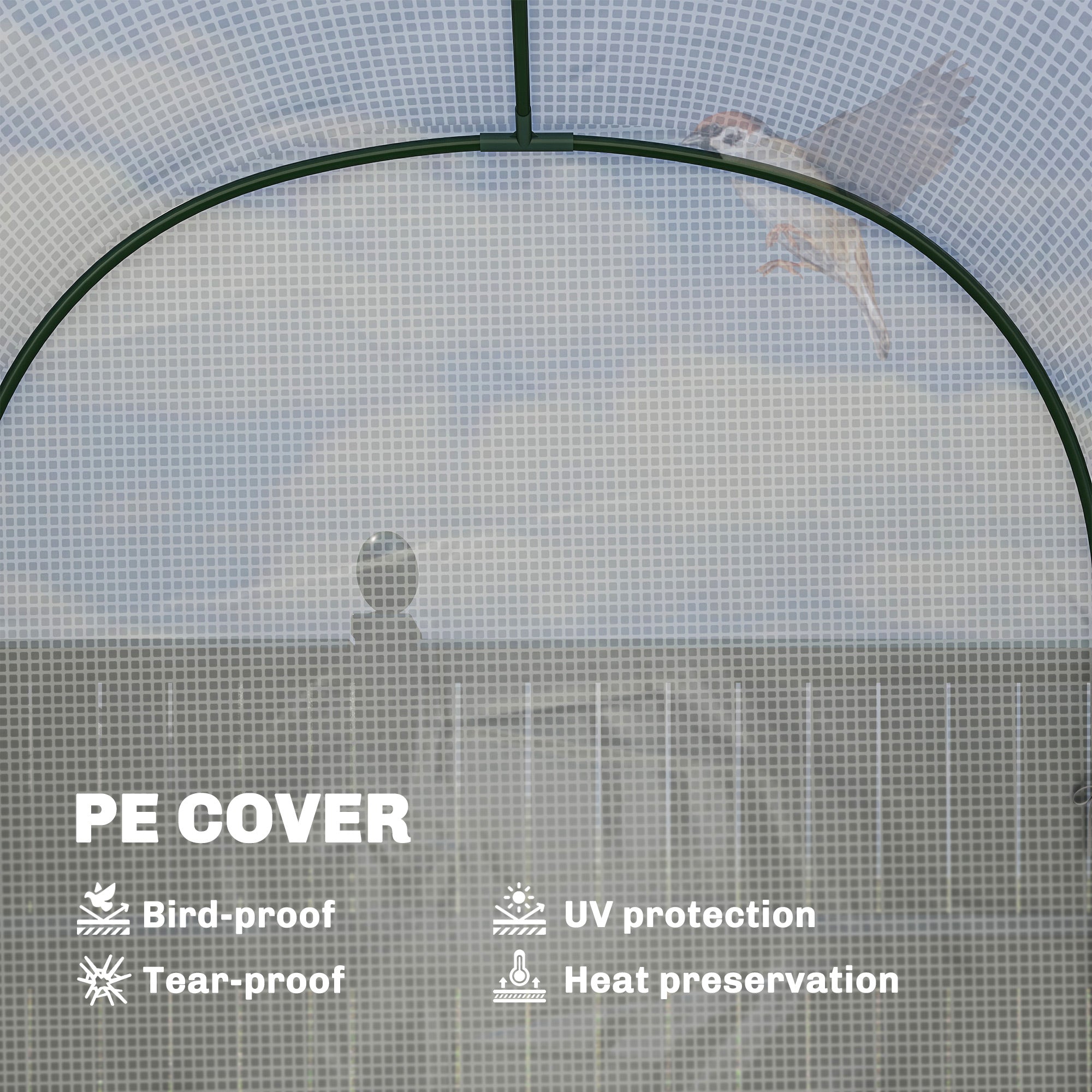Outsunny Walk-in Greenhouse with Shelves, Small Greenhouse with PE Cover and Roll-up Door, 123 x 187 x 189 cm, White 