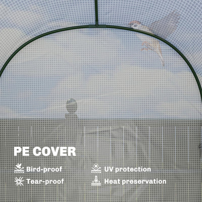 Outsunny Walk-in Greenhouse with Shelves, Small Greenhouse with PE Cover and Roll-up Door, 123 x 187 x 189 cm, White 