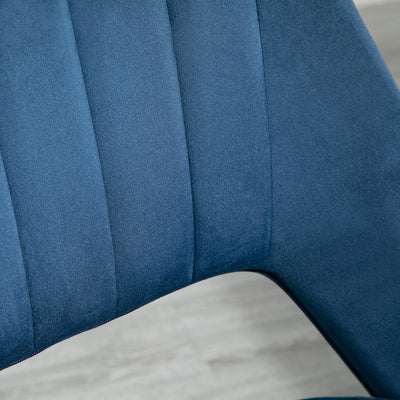 Vinsetto Armless Velvet-Feel Office Chair - Dark Blue 