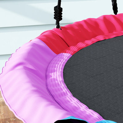 AIYAPLAY Tree Swing Seat, 120cm Kids Saucer Swing with Adjustable Ropes and Tree Straps, 300kg Capacity, Multicolour 