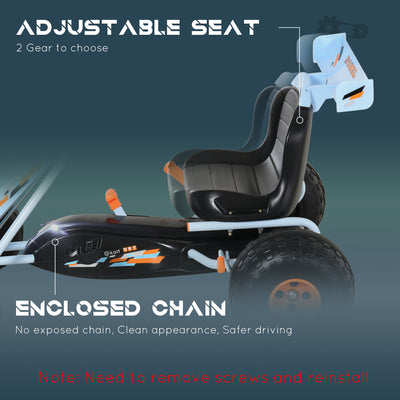 HOMCOM Kids Children Pedal Go Kart Manual Ride On Car w/ Brake Gears Steering Wheel Adjustable Seat Outdoor Fun Vehicle 97 x 66 x 59 cm 