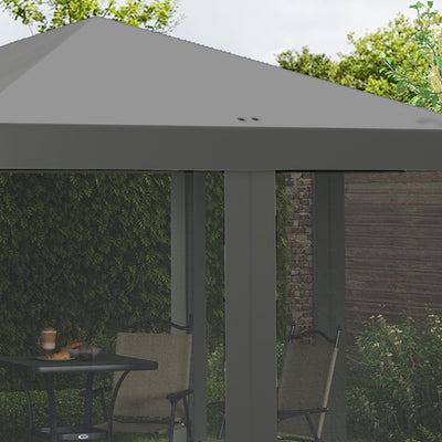 Outsunny 3 x 3\'c2\'a0m Pop Up Gazebo, 420D Garden Tent Canopy with Removable Mesh Sidewall Netting, Carry Bag for Garden Patio Outdoor, Light Grey 