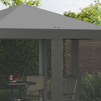 Outsunny 3 x 3\'c2\'a0m Pop Up Gazebo, 420D Garden Tent Canopy with Removable Mesh Sidewall Netting, Carry Bag for Garden Patio Outdoor, Light Grey