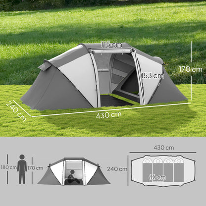 Outsunny 4-6 Man UV Protection Camping Tent - Charcoal Grey and White 
