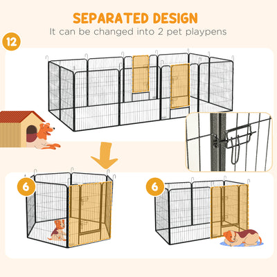 PawHut 12 Panels Heavy Duty Puppy Playpen, for Small Dogs, Indoor and Outdoor Use - Silver 
