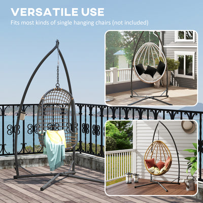 Outsunny Hammock Chair Stand Only, Hanging Chair Stand with X-Shape Base, Heavy Duty Steel Single Hammock Egg Swing Frame for Indoor Outdoor, 150 KG Load Capacity Black 
