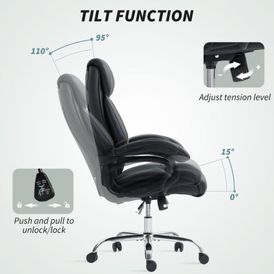 HOMCOM Executive Office Chair with Spring Padding - Black 