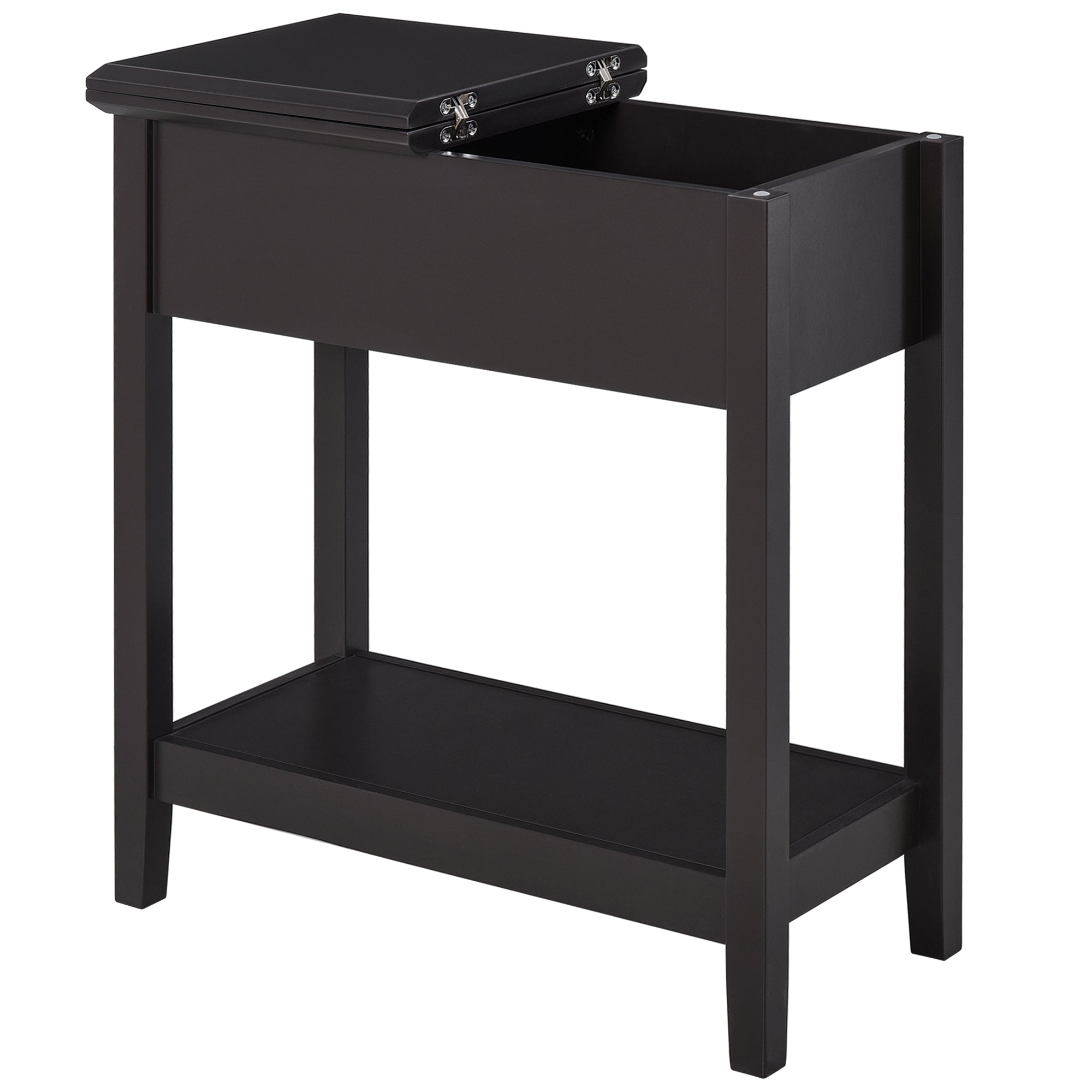 HOMCOM End Table, Narrow Side Table with Flip Top , Shelf, Dark Coffee 
